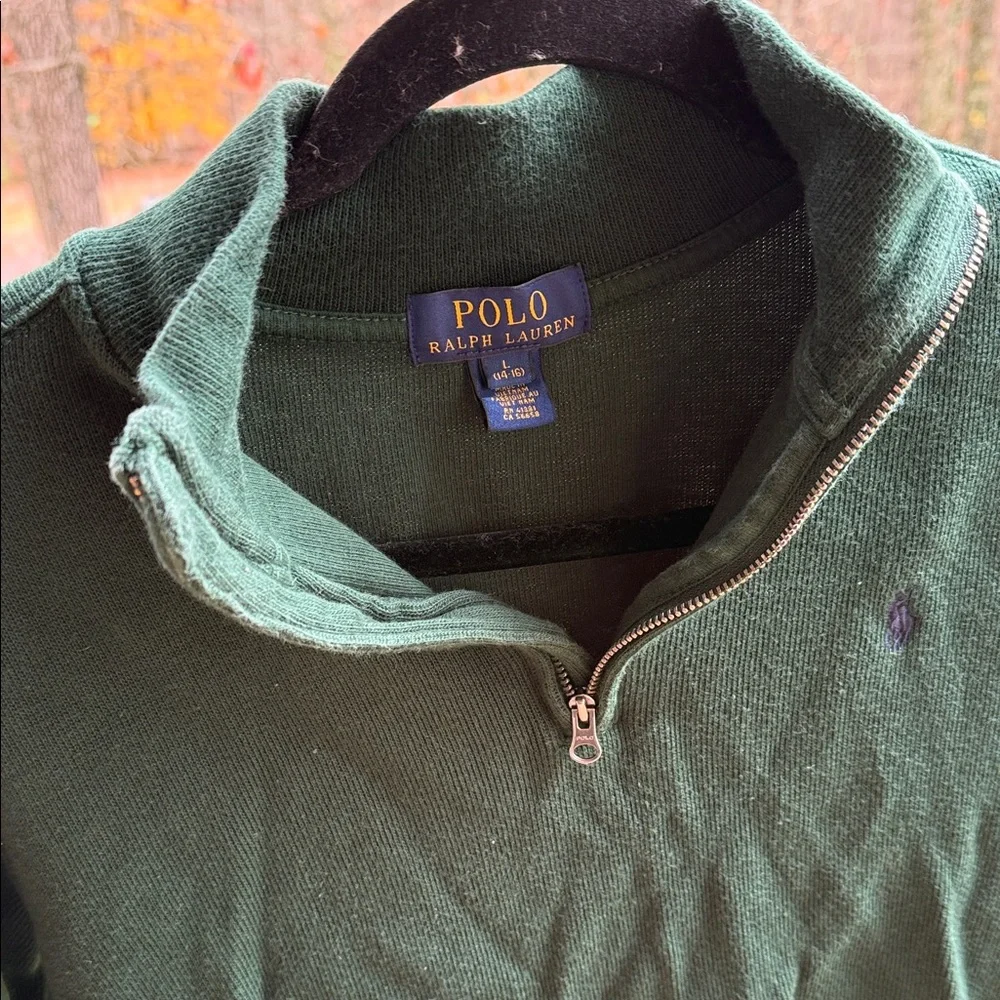 Polo Ralph Lauren Boys Forest Green Half Zip-Up Sweater 14-16
